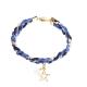 Suede Braid Magnetic Beads Bracelet Navy Blue 7.25 Inches For Adult