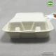 8/10 Inch Compostable Natural-Pulp 3-Compartments Lunch Bento Box  Biodegradable Sugarcane Baggasse Food Container