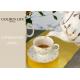 Porcelain 200ml Tea Cup Saucer Dishwasher Safe With Real Gold Geometrical Line