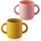2 ears Silicone Training Cups for Baby and Kids, Toddler Learning Cups with Handles, BPA Free, Microwave and Dishwasher