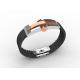 Top Quality Europe Fashion Stainless Steel Genuine Leather Silicone Bangle Bracelet ADB33