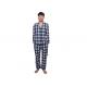 Shirt Collar Mens Plaid Pajama Set Sleepwear , Two Piece Pajama Set Rounded Edges