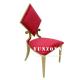 Elegant Gold Stainless Steel Dining Chair with Poker Diamond Design