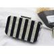 Square Black And Yellow Striped Acrylic Clutch Bag Box Evening For Women