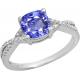 1.5 Carat Natural Tanzanite Engagement Ring In18K White Gold Plating Over Silver