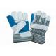 Heavy Duty Leather Safety Gloves Stripe Cotton Fabric Material CE Approved