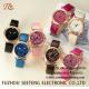 Wholesale  Delicate Dial PUStrap Ladies Wrist Watch Fashion Watch quartz watch AlloyCase Multicolor strap twinkling dial