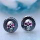 Vintage Black 925 Silver Skull Stud Earrings with Red Cubic Zircon (XH054872W)