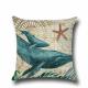 Sea Life Decorative Throw Pillow Covers 18"x 18" , Faux Linen Coastal Whale