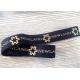 30MM Black Jacquard Elastic Band Silk - Screen Printed With Glossy Golden Silicone Logo