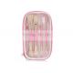 Synthetic Fiber Makeup Brush Gift Set Pink Stripe Zipper Case