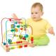 Wooden Early Educational Toys Circle First Bead Coaster Maze For Kids