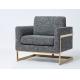 Fashionable top-Quality grey linen with brass finish metal base living room fabric couches sofa