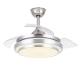 Modern 36 42 Inch Silver Retractable Ceiling Fan with LED Light 3 Blades Remote Control Switch Hidden Blades