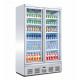 Upright Commercial Beverage Refrigerator , Bottom Mount Double Door Display Freezer