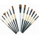 Brown Round Tip Paint Brush , Acrylic Paint Brushes For Beginners Brass Ferrule