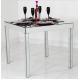 Full Mirror Glass Dining Table , Silver Square Mirror Top Dining Table