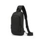 Reverse Polyester Unisex Shoulder Bag , Black Crossbody Casual Bag With Back Pocket