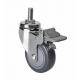 80kg Grey PU Caster for Edl Chrome 3 Threaded Brake 3743-77 Smooth and Quiet Rolling