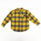 Winter Holiday Children Top with Turn-down Collar and Cartoon Pattern in Plaid Cotton