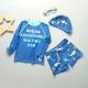 Split Blue Big Boy Swimwear Sets Shark Conservative Boy 3pcs Swimsuit Carton Print