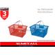 Metal Handle Supermarket Plastic Shopping Baskets / Hand Held Shopping Baskets
