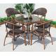 Glass Top PE Rattan Garden Dining Table And Chairs 5pcs Sets