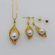 Trendy Simple design pearl Necklace pendant Earrings Rhinestone Jewelry Set 18K Gold Plate