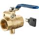 1702-DC Long Lever F x F Mechanical Key Lock Brass Shut-off Valve Ball Type Size DN20 DN25 DN32 with Bottom Meter Outlet