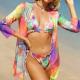 Beach Occasion Blue Three Piece Swimwear Support Type Wire Free Selection