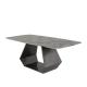 Black Finish Marble Pedestal Dining Table Rooms Rectangular Steel Table