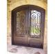 Eyebrow double door wrought iron entry doors with tempered glass lead time 30 to 35 days