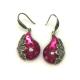 Sterling Silver Marcasite Earrings Pink Cubic Zircon Retro Jewelry (JA1729PINK)