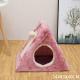 Linen Portable 42cm Short Plush Cat House Indoor