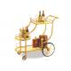 Big Wheel Room Service Equipments Wine Serving Cart Mirror - Gold Finish Fire - Proof Laminated