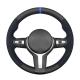 Custom Hand Stitch Black Suede Leather Steering Wheel Cover for BMW M Sport Series