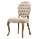 Natural oak wood frame with oval back  linen fabric wooden dining chair