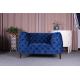 Event button tufted  back wooden sofa living room upholstery sofa with armrest navy blue velvet single sofa