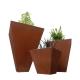 Polygonal Outdoor Metal Planter Rusted Steel Planter Boxes For Flower