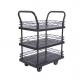 330kg Double Armrest 3 Tier Rolling Cart With 4 Silent Inflatable Caters