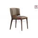 Grey Leather Upholstered Wood Restaurant Chair Without Armrests