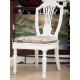 White Antique Wooden Throne Chair Embroidery Pads Dining Chair Upholstery Fabric