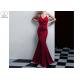 Beaded Red Wedding Bridesmaid Dresses Mermaid Backless Elastic Style High Slit