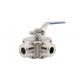 1 Inch Stainless Steel  Sanitary Ball Valves 4 Way For Cosmetic Industry