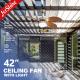 IP42 Outdoor Ceiling Fan For Waterproof Plywood Blade Remote Control