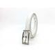 Womens Faux Leather Skinny Belts White Color For Dresses Rectangular Metal Pin Buckle
