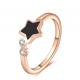 Black Shell Finger Ring Star Shape Design Rose Golden Ring for Girs Stainless Steel Diamond Ring