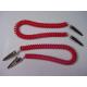 Dental patient napkin bib wowel holders metal clips&flexible coil lanyard tether red color