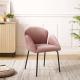 Anti Fading Velvet Modern Single Seater Chair Pink Color For Kitchen