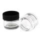 Skin Care Transparent Glass Wax Container With Child Resistant Black Lid